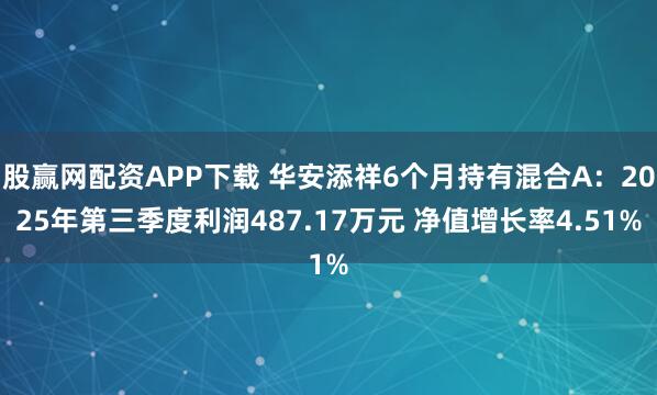 股赢网配资APP下载 华安添祥6个月持有混合A：2025年第三季度利润487.17万元 净值增长率4.51%