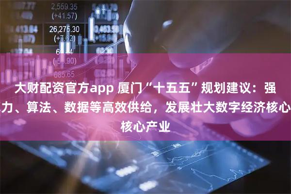 大财配资官方app 厦门“十五五”规划建议：强化算力、算法、数据等高效供给，发展壮大数字经济核心产业